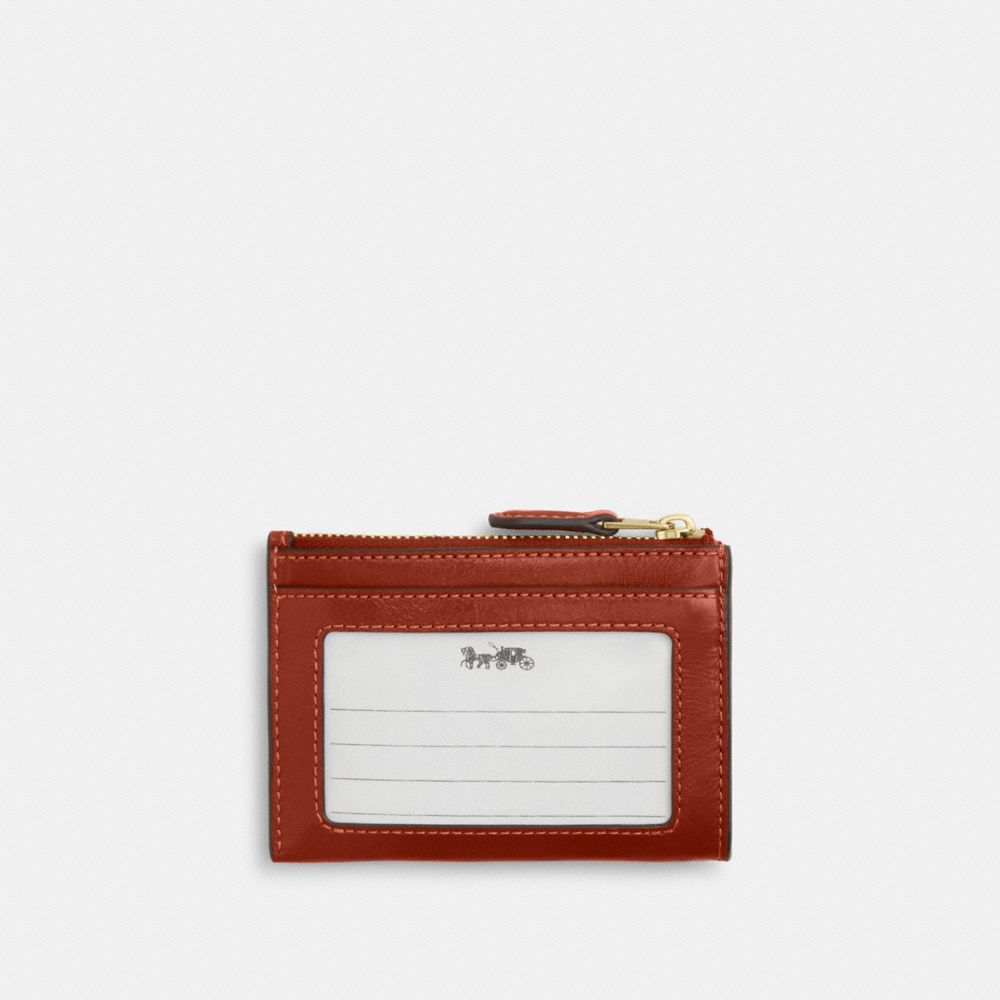 COACH®,ÉTUI POUR PIÈCE D’IDENTITÉ MINI SKINNY,Cuir glacé,Im/Cannelle,Back View