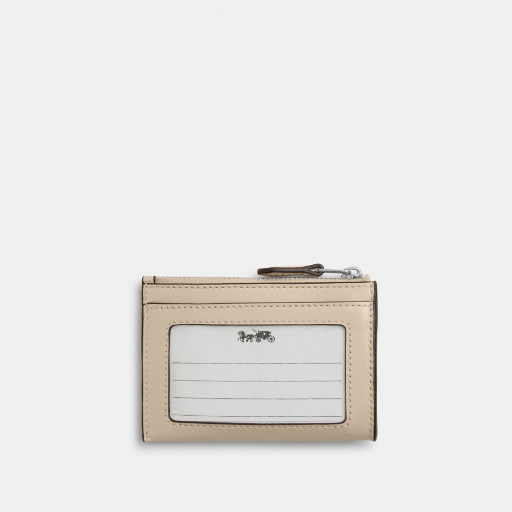 COACH®,ÉTUI POUR PIÈCE D’IDENTITÉ MINI SKINNY,Cuir glacé,Argent/Ivoire,Back View