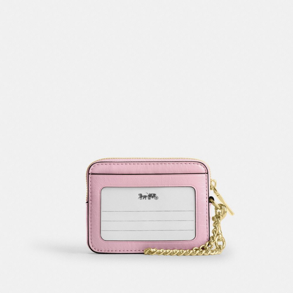 COACH®,Zip Card Case With Quilting,Leather,Wristlet,Card Case,Coin,Logo,Metal,Quilted,Casual,,Back View