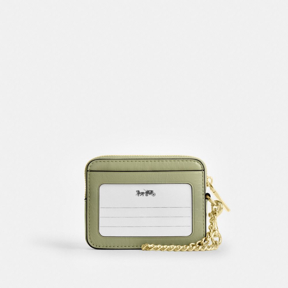 COACH®,Zip Card Case With Quilting,Leather,Wristlet,Card Case,Coin,Logo,Metal,Quilted,Casual,,Back View