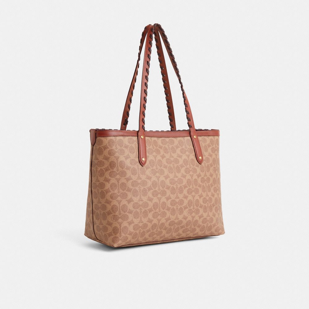 COACH®,Upcrafted Central Tote With Zip In Signature Canvas,,Angle View