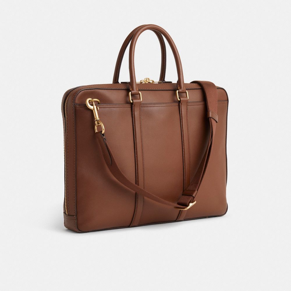 COACH®,Upcrafted Metropolitan Slim Brief,Brown,Angle View