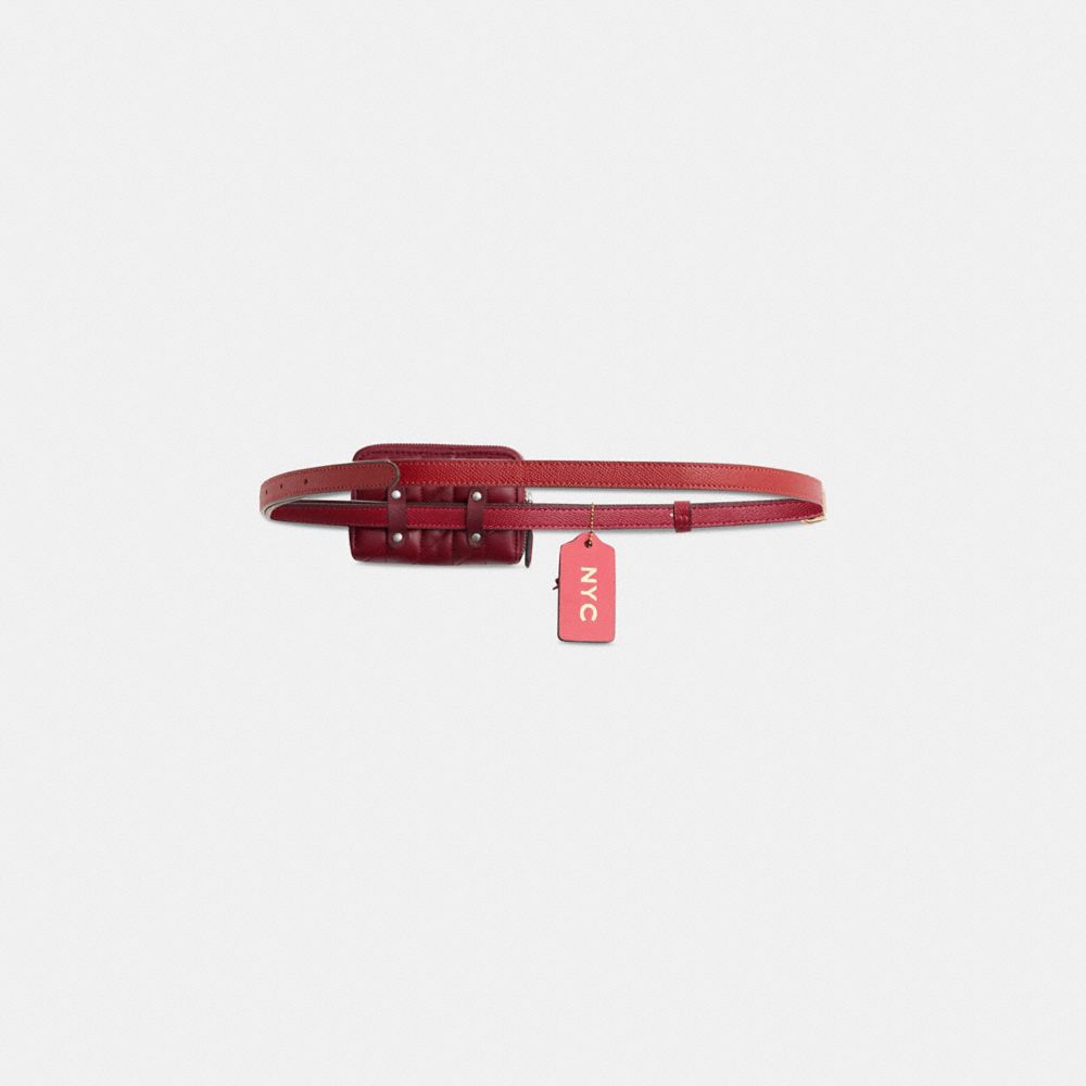 COACH®,Upcrafted Essential Small Zip Around Card Case With Pillow Quilting,Red,Back View