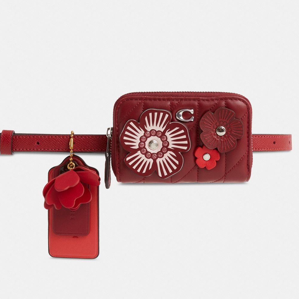 COACH®,Upcrafted Essential Small Zip Around Card Case With Pillow Quilting,Red,Closer View