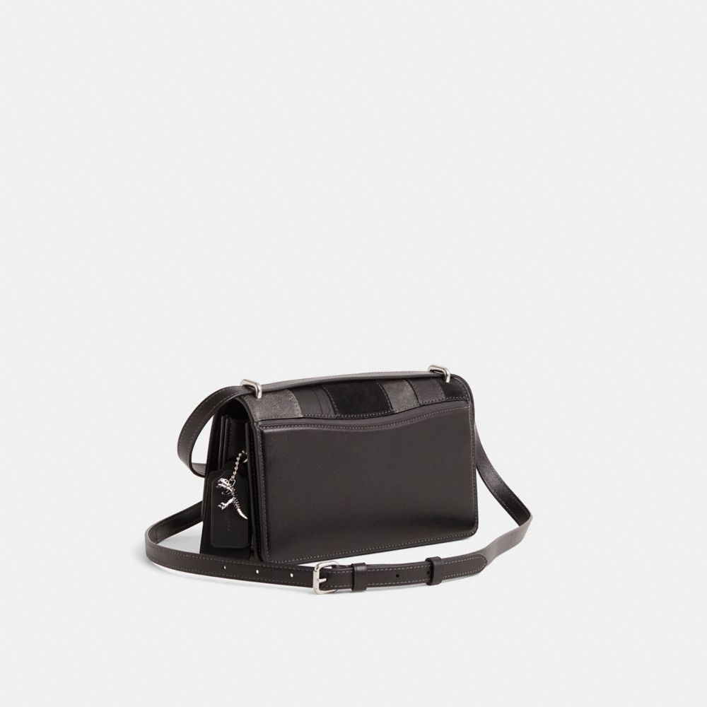 COACH®,Upcrafted Bandit Shoulder Bag,Calfskin Leather,Suede,Leather,Crossbody,Metal Material,Logo,Metal,Lined,Sustainable,...,Black,Angle View