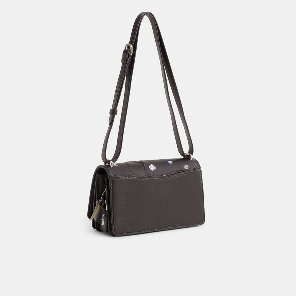COACH®,Upcrafted Bandit Shoulder Bag,Calfskin Leather,Leather,Lining Leather,Crocodile,Shoulder Bag,Logo,Metal,Animal Skin...,Black,Angle View