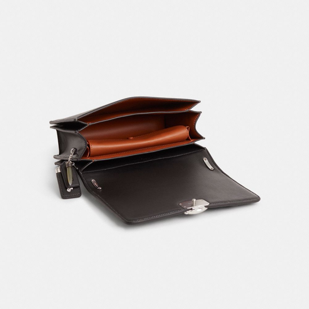 COACH®,Upcrafted Bandit Shoulder Bag,Calfskin Leather,Leather,Lining Leather,Crocodile,Shoulder Bag,Logo,Metal,Animal Skin...,Black,Inside View,Top View