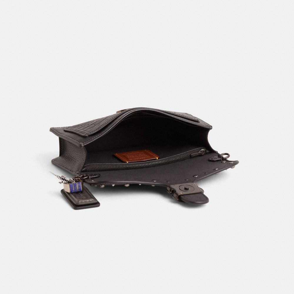 COACH®,Upcrafted Tabby Chain Clutch,Leather,Clutch,Metal Material,Faux Leather,Metal,Logo,Studded,Sustainable,Day Party,Black,Inside View,Top View
