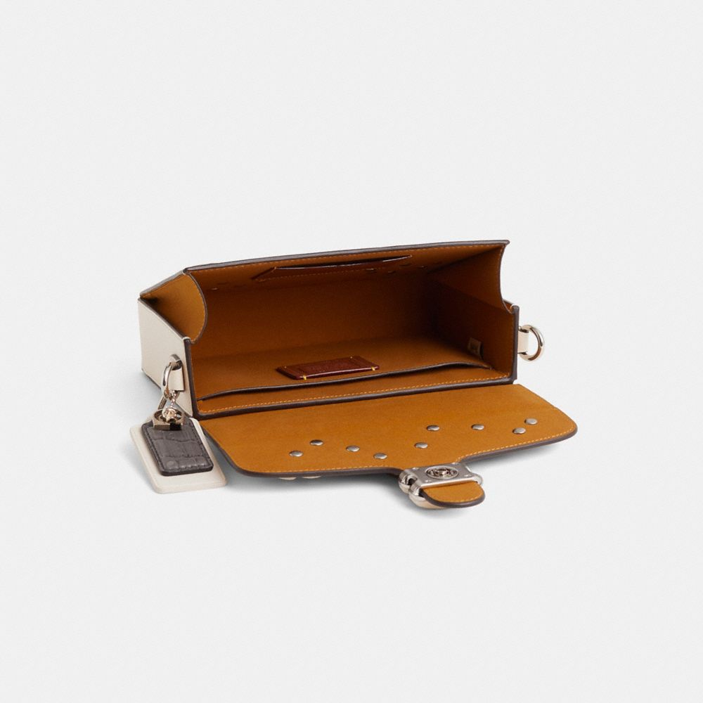 COACH®,Upcrafted Tabby Box Bag,Snakeskin,Leather,Box Bag,Applique,Logo,Studded,Sustainable,Expandable,Silver Metal,Nickel,...,Cream,Inside View,Top View