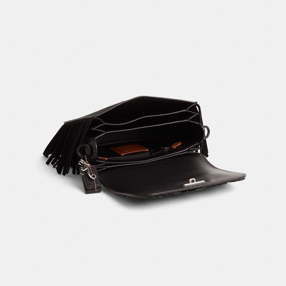 COACH®,Upcrafted Rogue Top Handle Bag,Black,Inside View,Top View