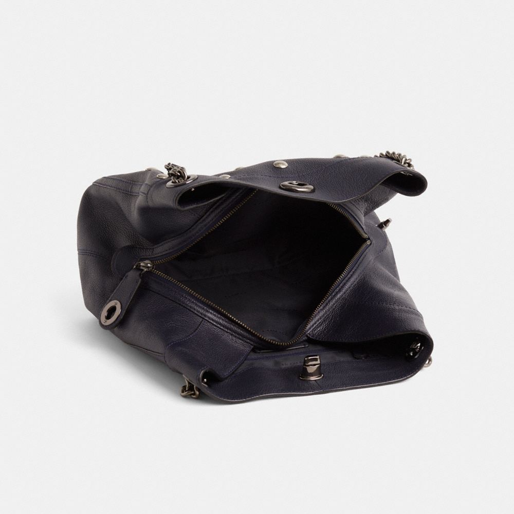 COACH®,Upcrafted Turnlock Edie Shoulder Bag,Navy,Inside View,Top View