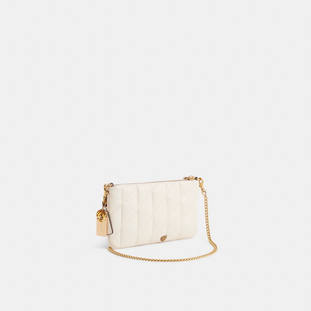 COACH®,Upcrafted Pouch Bag With Pillow Quilting,White,Angle View