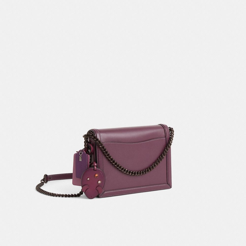 COACH®,Upcrafted Hutton Shoulder Bag,Leather,Calfskin Leather,Shoulder Bag,Metal Material,Pearl,Rhinestones,Studded,Sustai...,Purple,Angle View