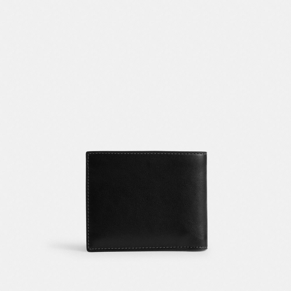 COACH®,3-In-1 Wallet With Ellie Graphic,Leather,Bi Fold,Casual,Black,Back View