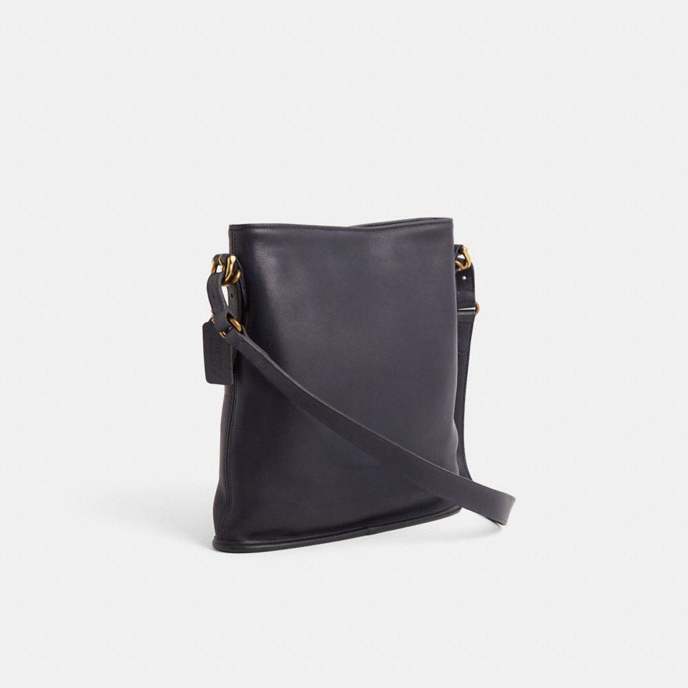COACH®,Vintage Equestrian Slim Bucket Bag,Navy,Angle View