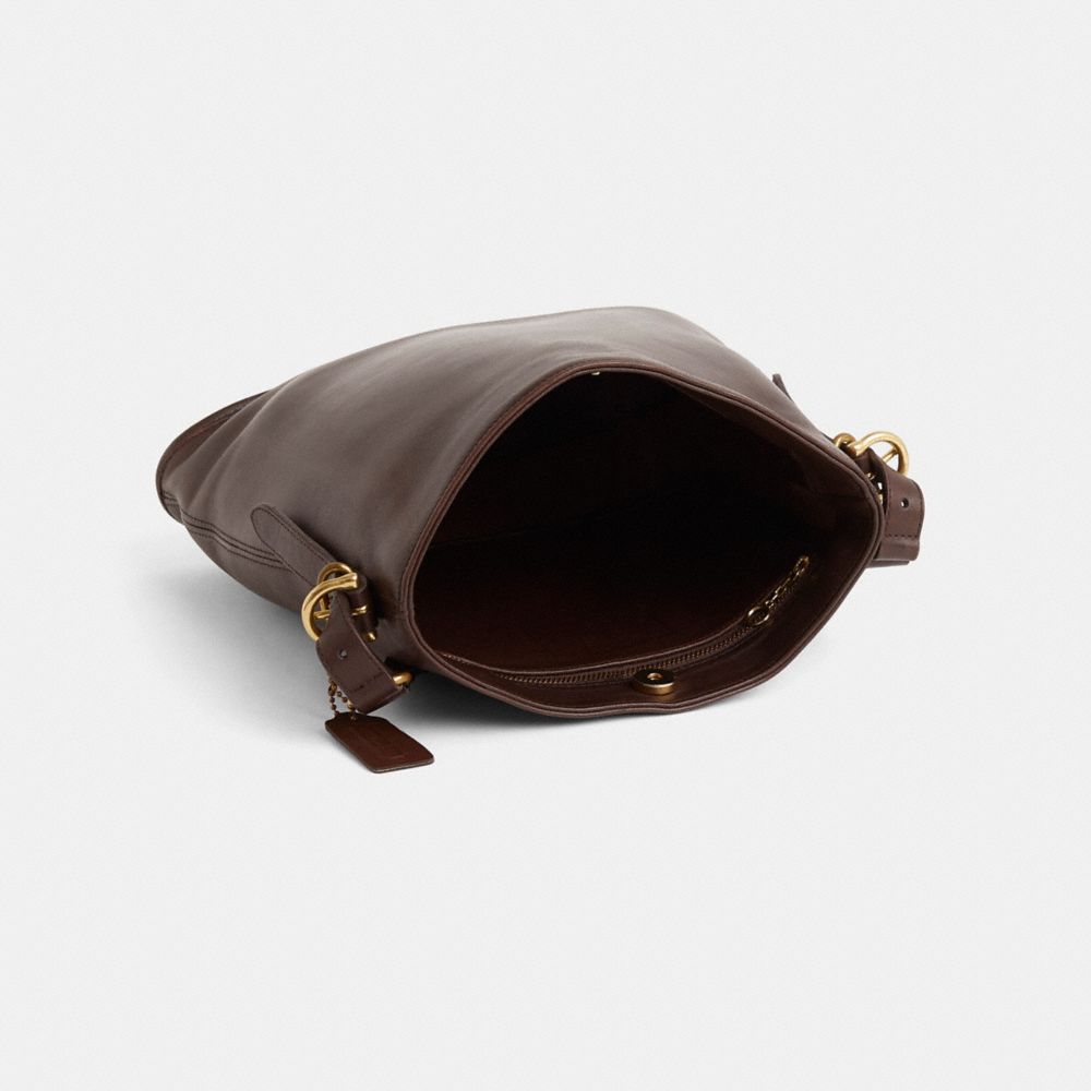 COACH®,Vintage Equestrian Slim Bucket Bag,Brown,Inside View,Top View