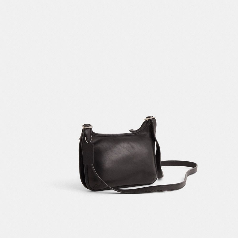COACH®,Vintage Mini Hippie,Leather,Crossbody,Faux Leather,Sustainable,Compact,Adjustable,Casual,Black,Angle View