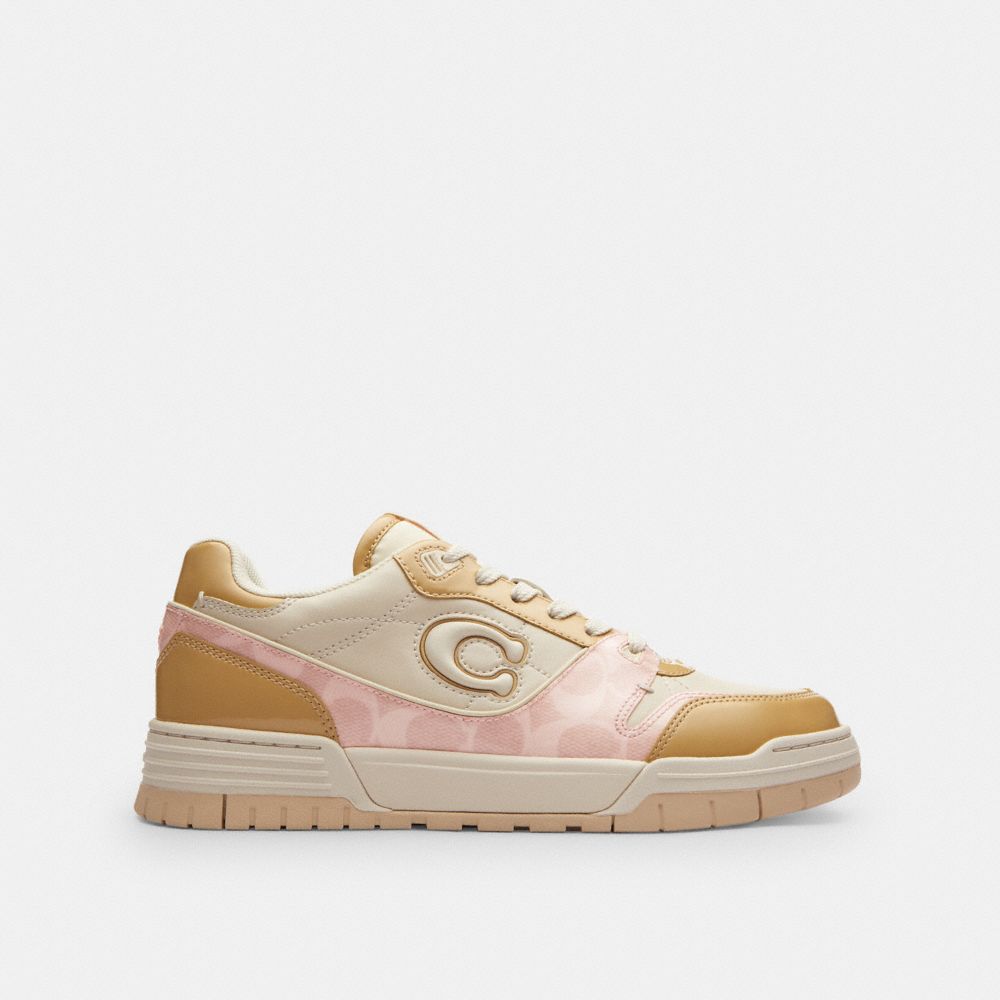 COACH®,Soho Sneaker With Patent Signature,Lining EVA,Lining Leather,Recycled Polyester,Polyester,Rubber,Leather,Canvas,EVA...,Multi Color,Angle View