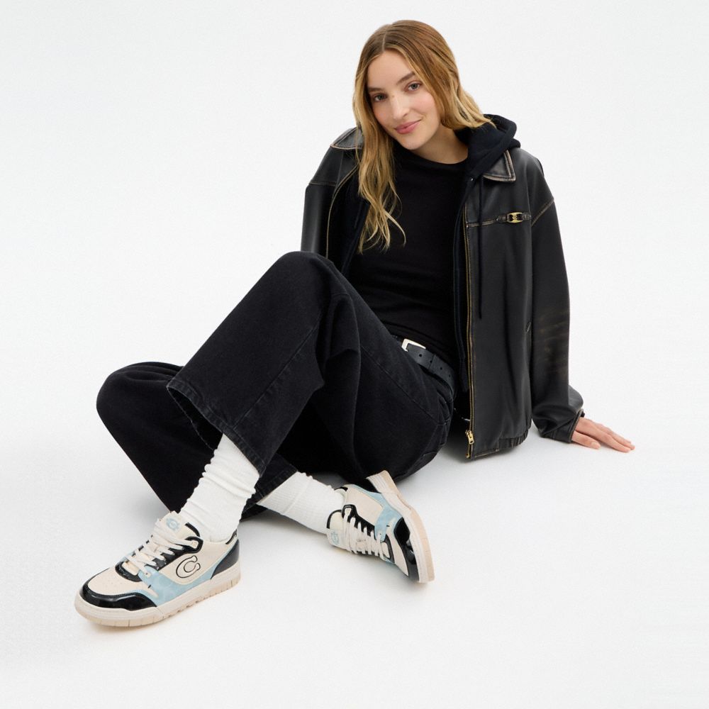 COACH®,Soho Sneaker With Patent Signature,Lining EVA,Lining Leather,Recycled Polyester,Polyester,Rubber,Leather,Canvas,EVA...,Multi Color,Detail View