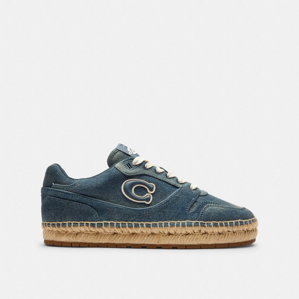 COACH®,Soho Espadrille Sneaker In Loved Denim,,Angle View