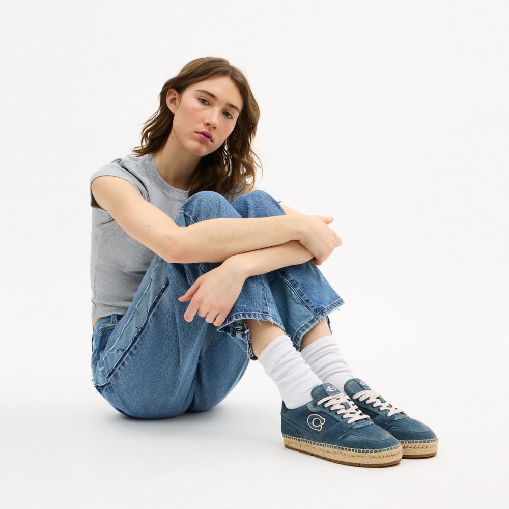 COACH®,Soho Espadrille Sneaker In Loved Denim,,Detail View