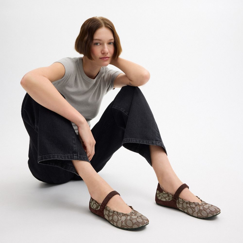 COACH®,Mary Jane Sneaker In Signature Jacquard,,Detail View