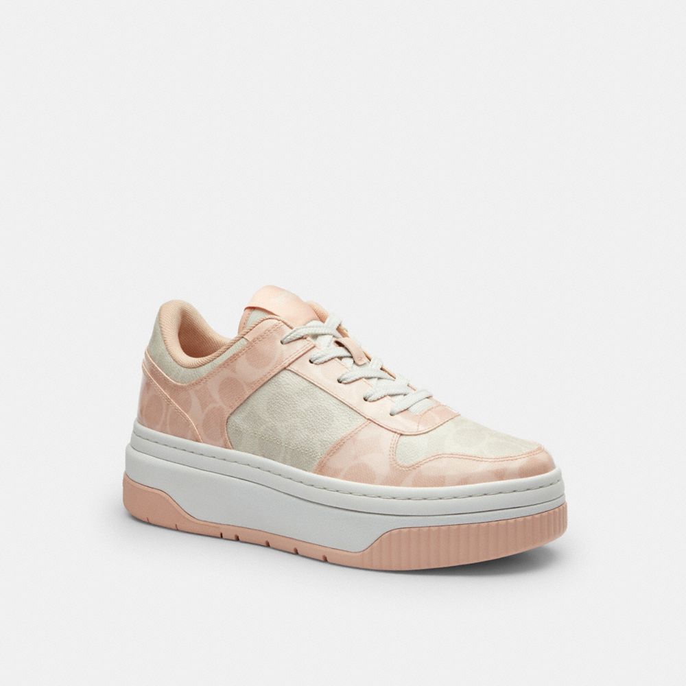 COACH®,プラットフォーム スニーカー・シグネチャー キャンバス,スニーカー,ﾎﾜｲﾄ/ｷｬﾝﾃﾞｨｰ ﾋﾟﾝｸ