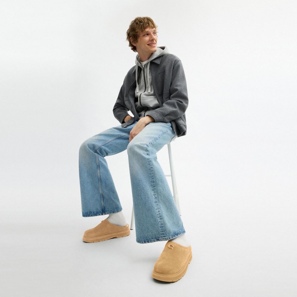 COACH®,Sport Clog,Rubber,Synthetic,Suede,Recycled Polyester,Mules,Clogs,Fabric,Logo,Traction,Casual,Beige,Detail View