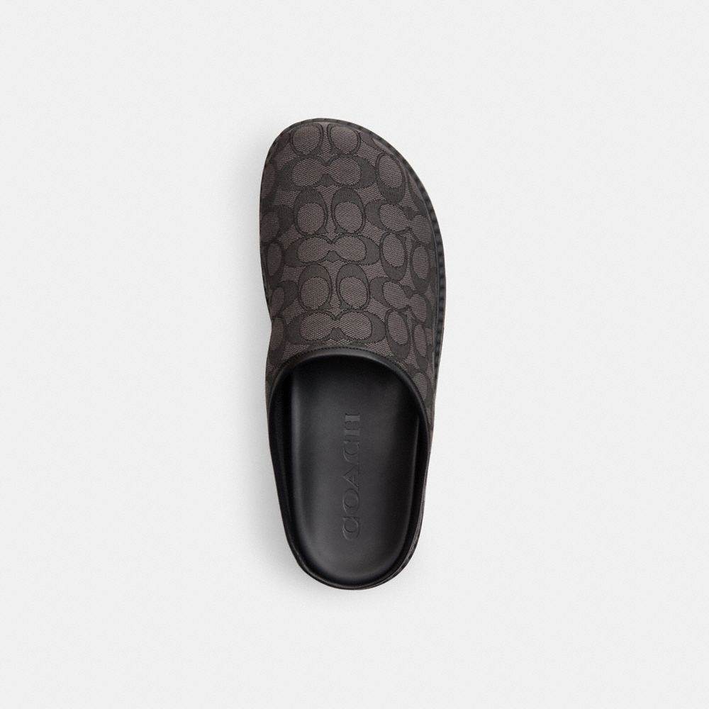 COACH®,Sport Clog In Signature Jacquard,Lining Recycled Polyester,Leather,Rubber,Lining Rubber,Recycled Polyester,Recycled...,Gray,Inside View,Top View