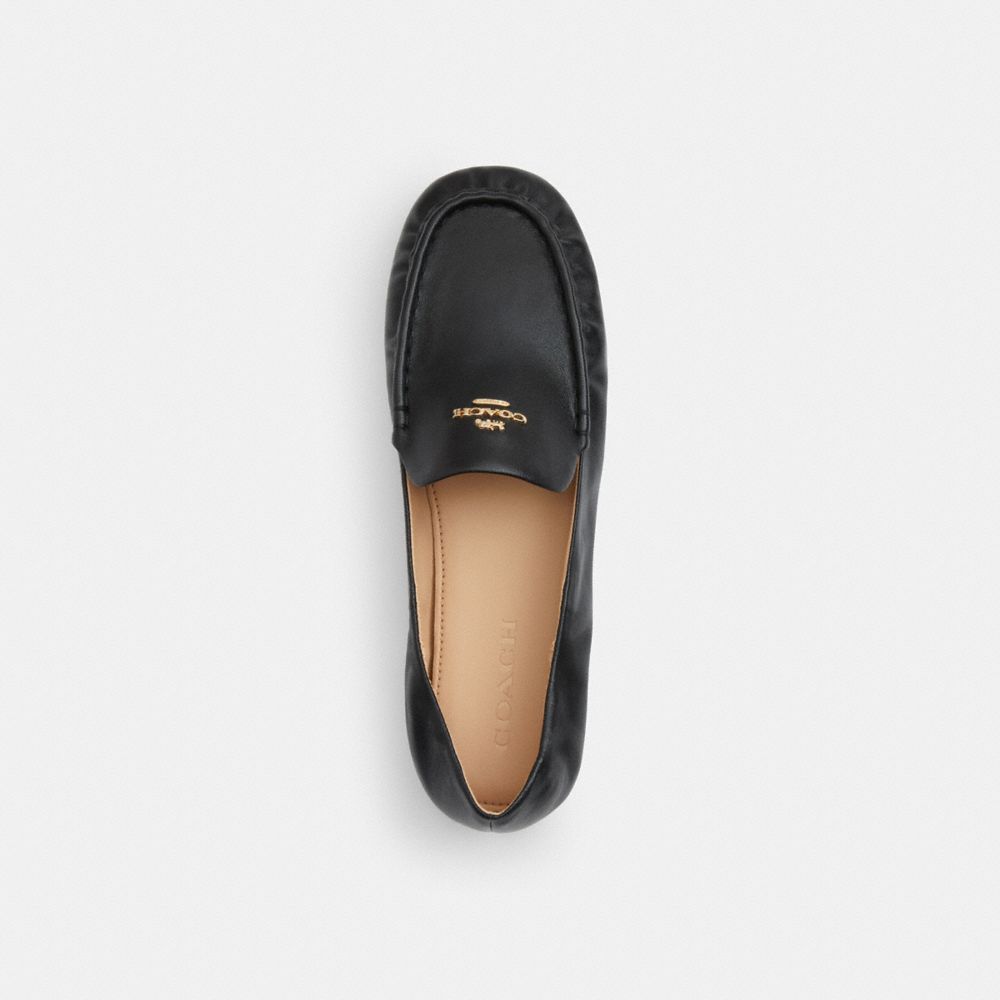 COACH®,Phoebe Soft Loafer,Leather,Rubber,Lining Leather,Faux Leather,Loafer,Logo,Metal,Work,Black,Inside View,Top View