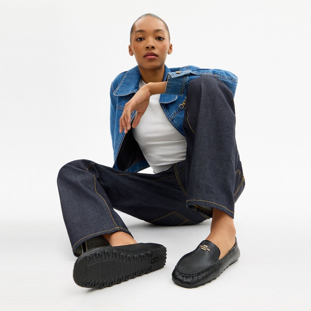 COACH®,Phoebe Soft Loafer,Leather,Rubber,Lining Leather,Faux Leather,Loafer,Logo,Metal,Work,Black,Detail View