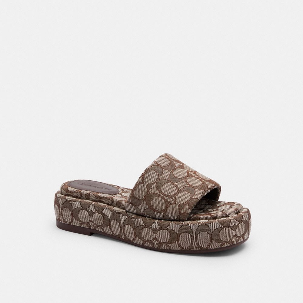 COACH&reg;,Sculpted C Flatform Slide In Signature Jacquard,,Front View