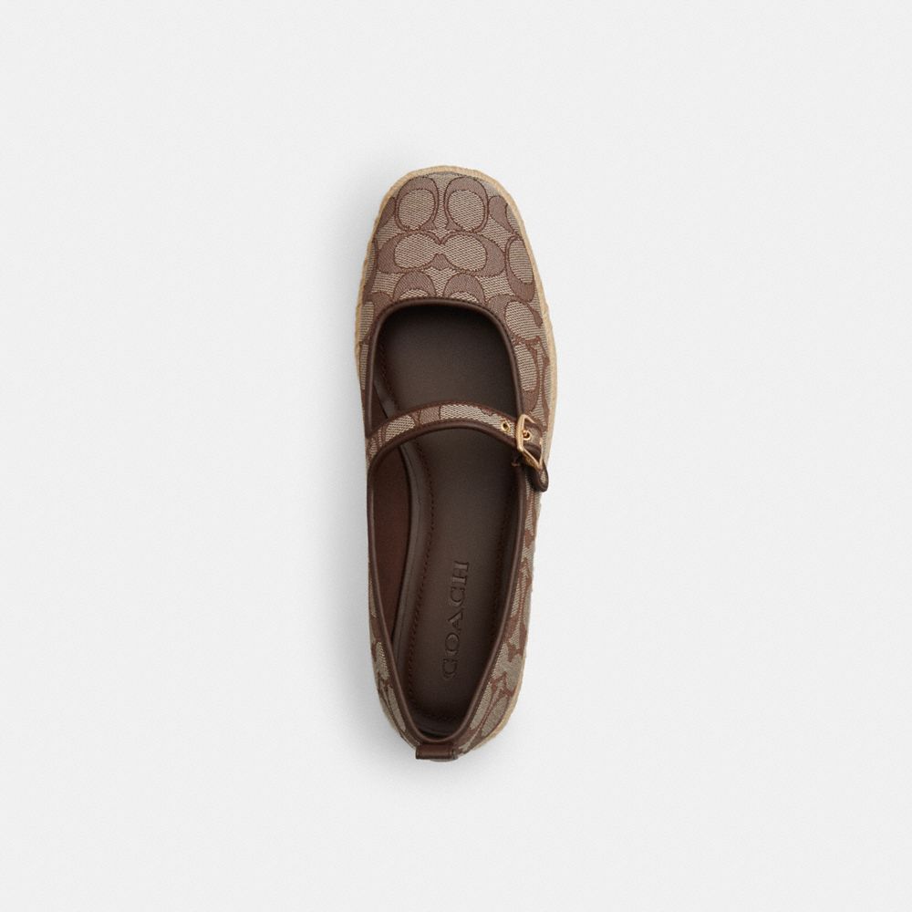 COACH®,Mary Jane Espadrille In Signature Jacquard,Brown,Inside View,Top View