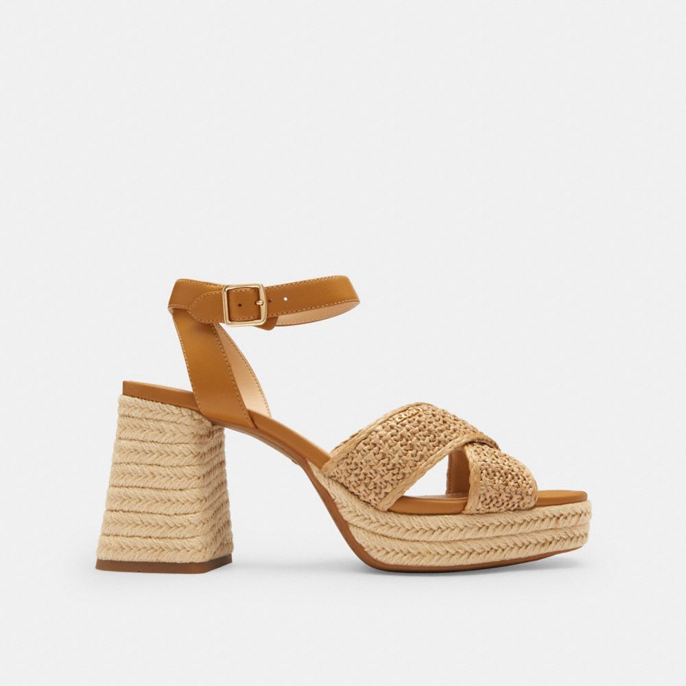 COACH®,Block Heel Sandal,,Angle View