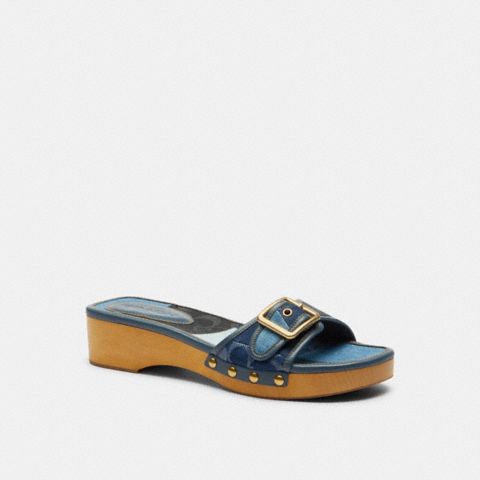 Женские сандалии Coach Margot Wooden Sandal With Signature Denim Patchwork