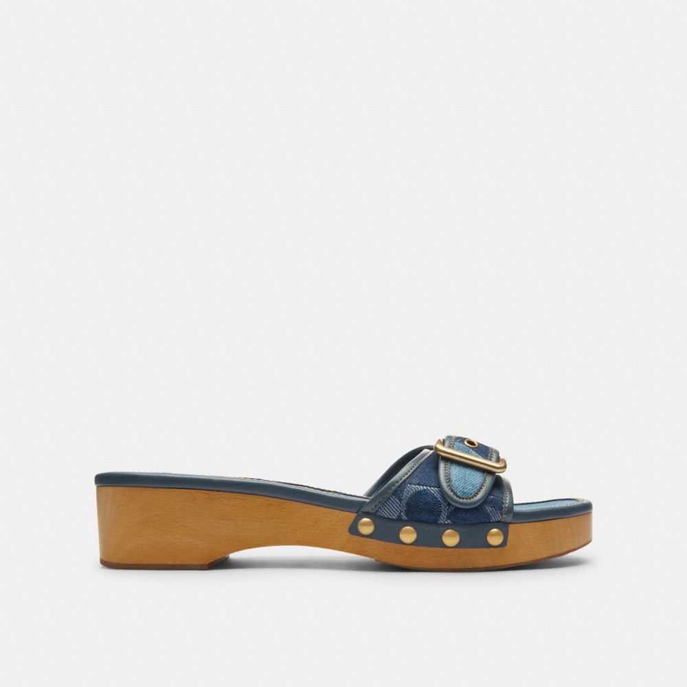 Женские сандалии Coach Margot Wooden Sandal With Signature Denim Patchwork — фото 2