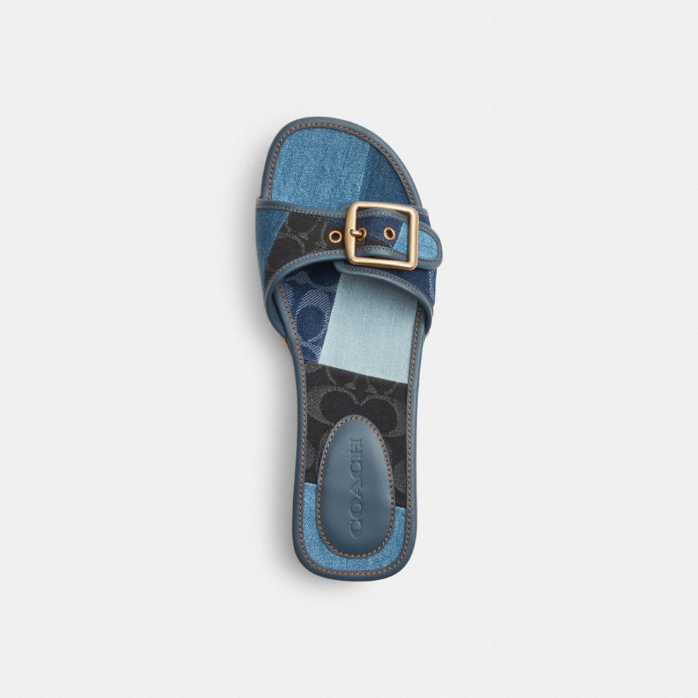 Женские сандалии Coach Margot Wooden Sandal With Signature Denim Patchwork — фото 3