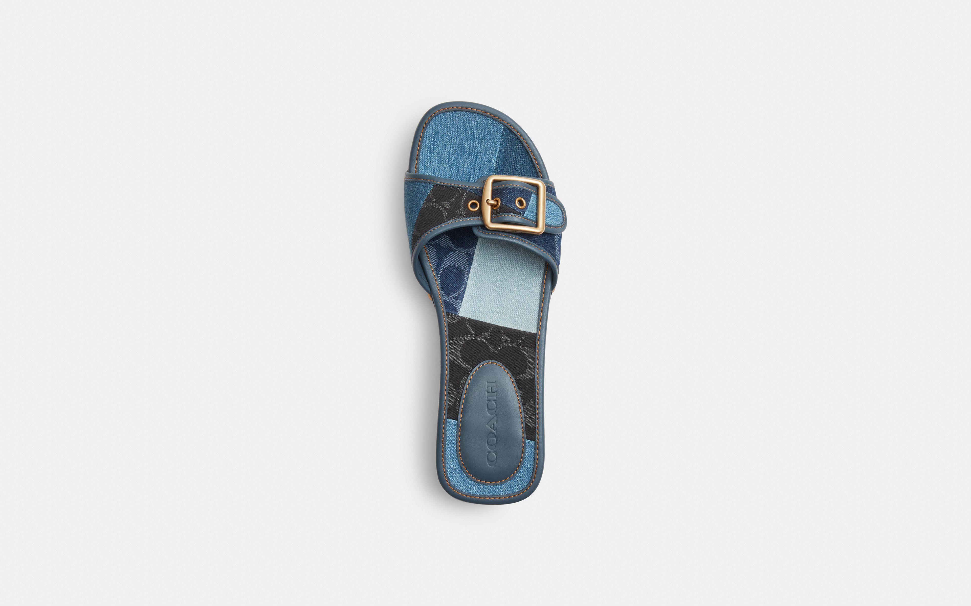 Margot Wooden Sandal With Signature Denim Patchwork
