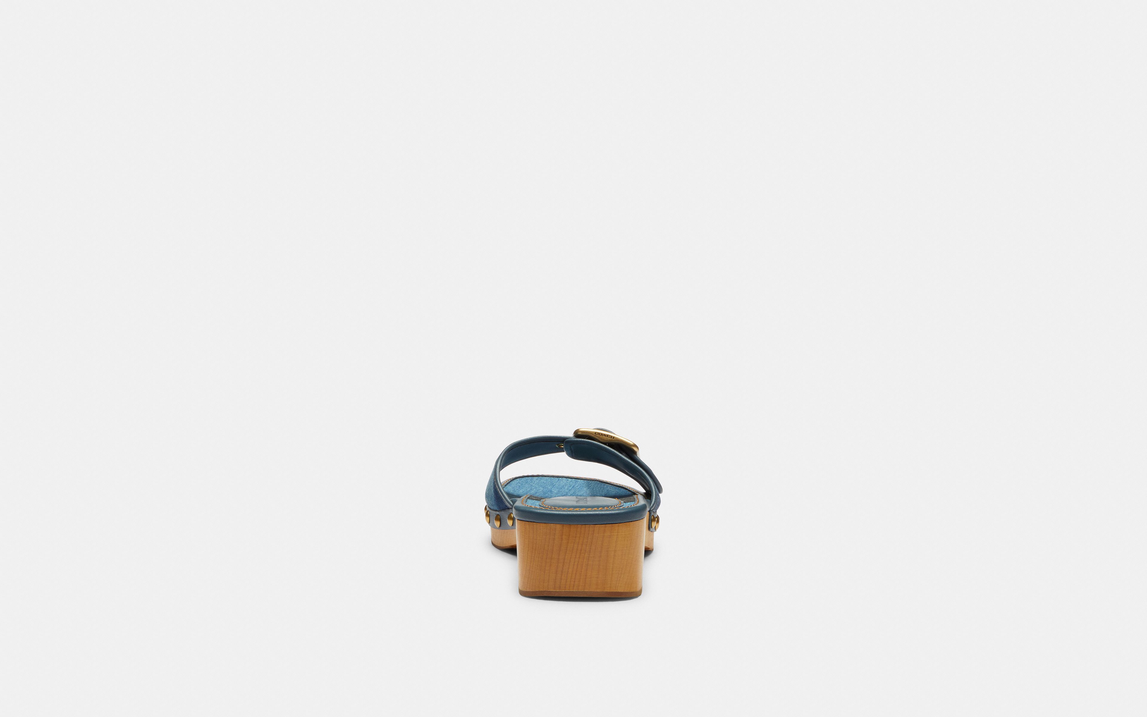 Margot Wooden Sandal With Signature Denim Patchwork