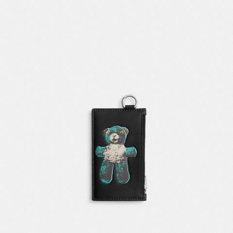 Coach Zip Card Case With Teddy Graphic