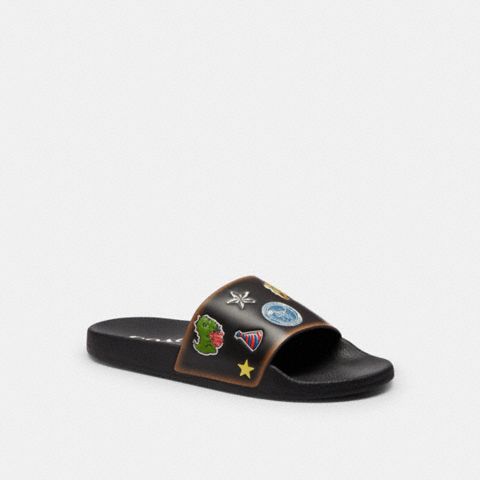 Женские сандалии Coach Rexy 10th Birthday Udele Slide With Sticker Print