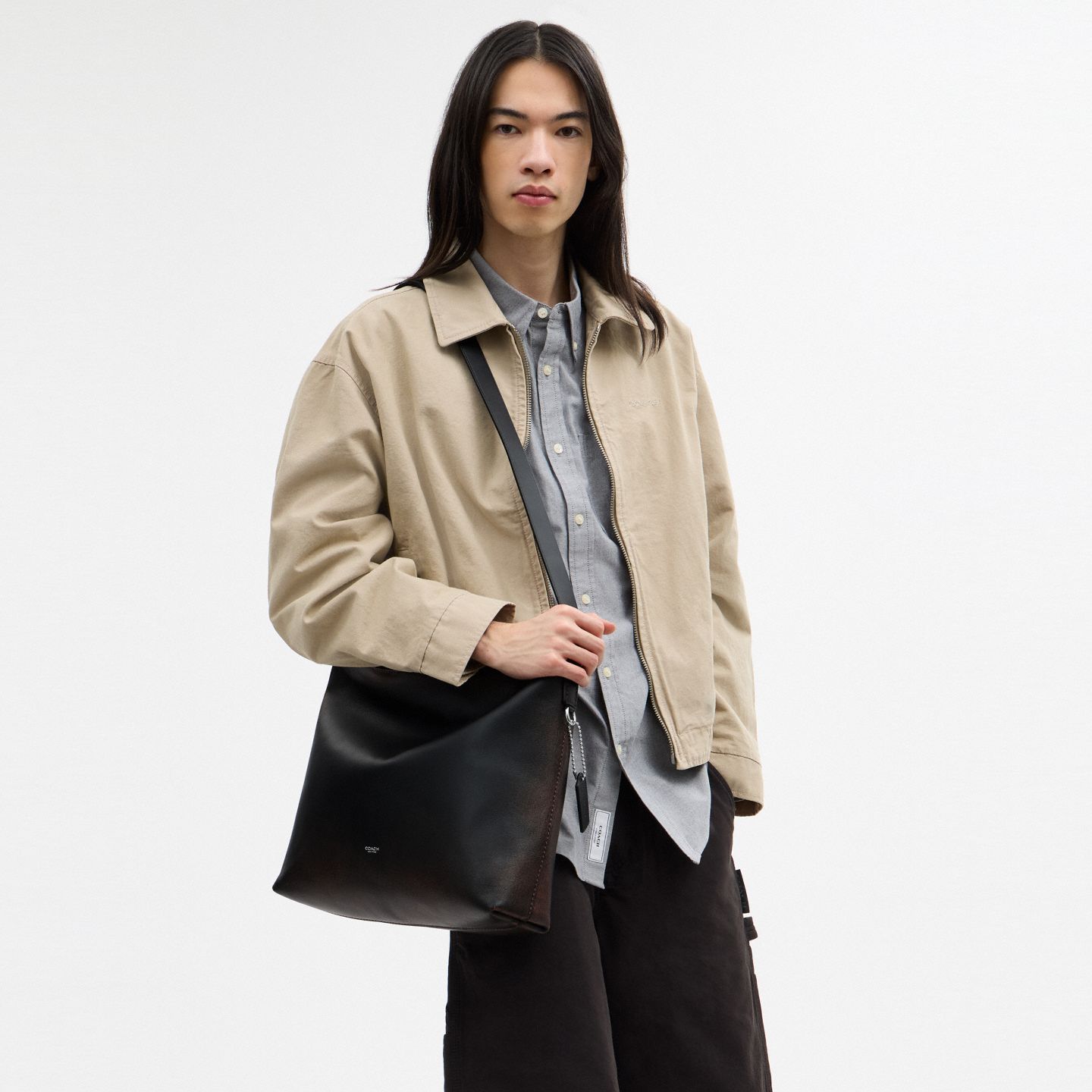 Мужская сумка Coach Mott Messenger 38 In Loved Leather, цвет: Чёрный / Рыжевато-коричневый — фото 5