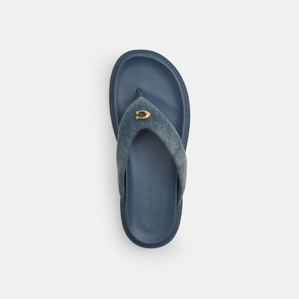 COACH®,Brynn Thong Sandal In Loved Denim,,Inside View,Top View