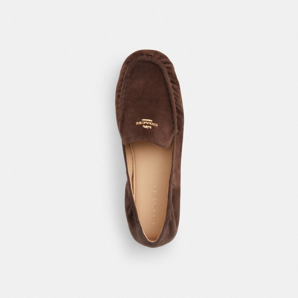 COACH®,Phoebe Soft Loafer,Rubber,Loafer,Fabric,Logo,Metal,Casual,Brown,Inside View,Top View