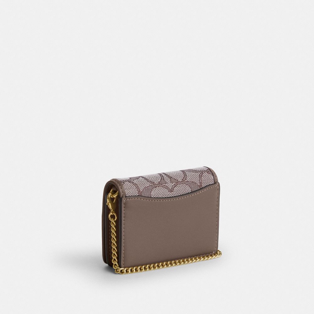 Mini Wallet On A Chain In Signature Jacquard With Floral Embroidery