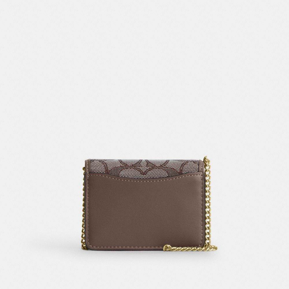 COACH®,Mini Wallet On A Chain In Signature Jacquard With Floral Embroidery,,Back View