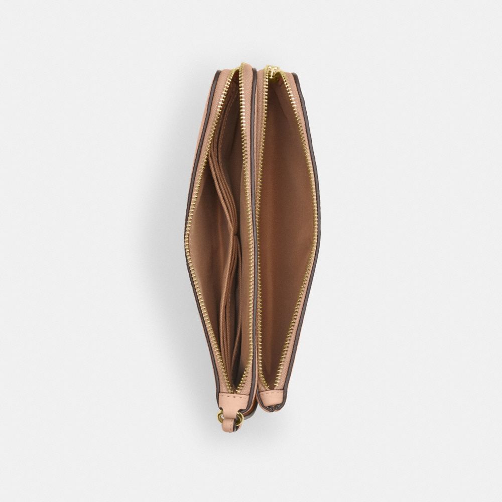 COACH®,Double Zip Wristlet In Pretty Signature Canvas,,Inside View,Top View