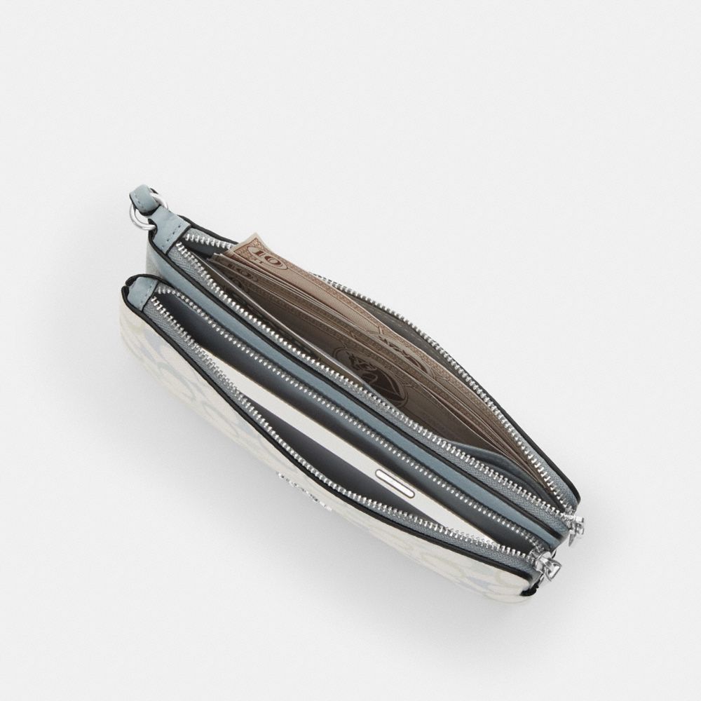 COACH®,Double Zip Wristlet In Pretty Signature Canvas,,Inside View,Top View