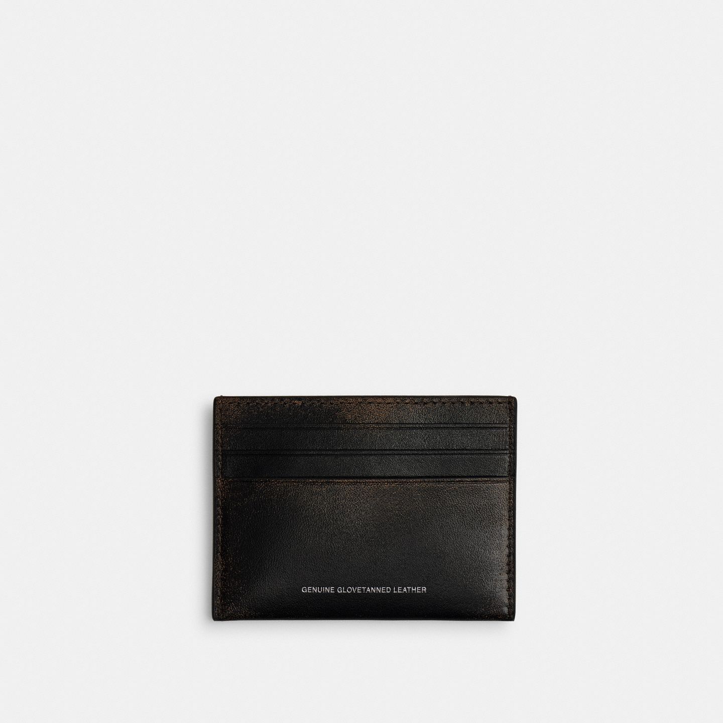 Футляр для карт Coach из кожи Loved Leather, цвет: Чёрный / Рыжевато-коричневый — фото 2