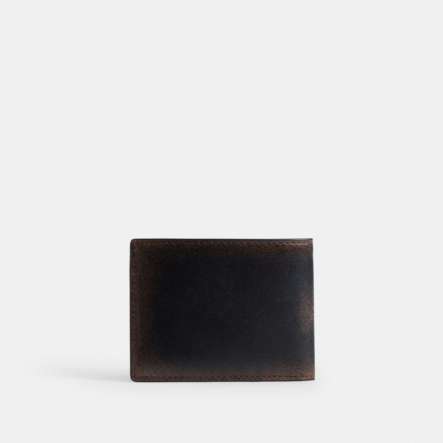 Тонкий кошелёк-бифолд Coach из кожи Loved Leather, цвет: Чёрный / Рыжевато-коричневый — фото 2